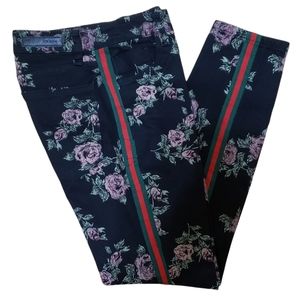 CCP Denim Juniors Jeans Medium-Rise Straight-leg Black with Pink Flowers Size 5